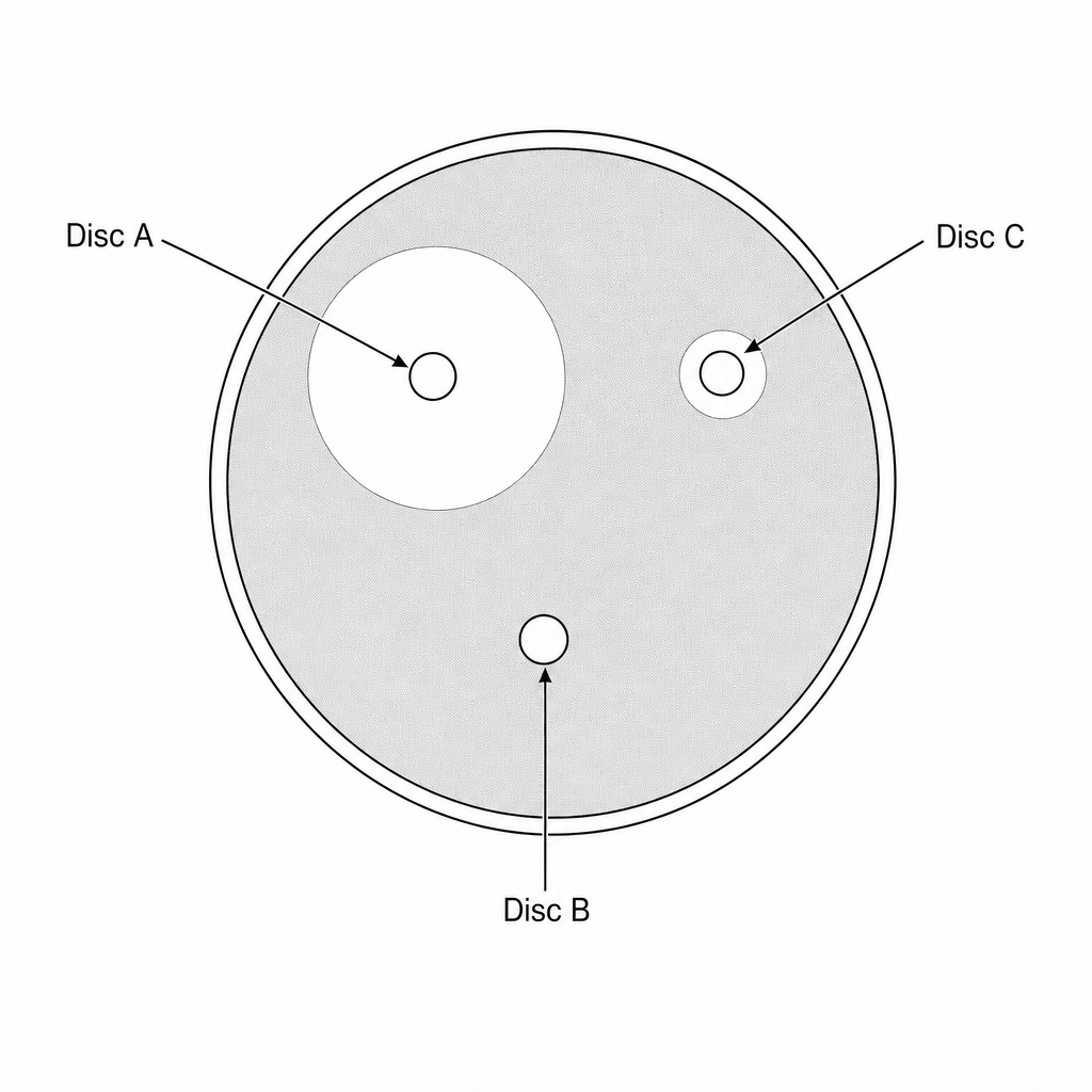 Petri dish with antibiotic discs