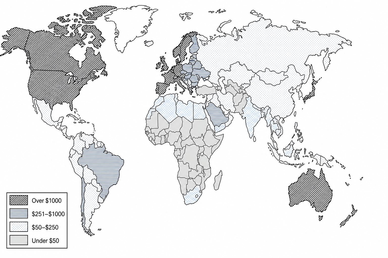 A choropleth world map showing Estimated Foreign Direct Investment (FDI) Inflows per Capita in US dollars for the year 2022.