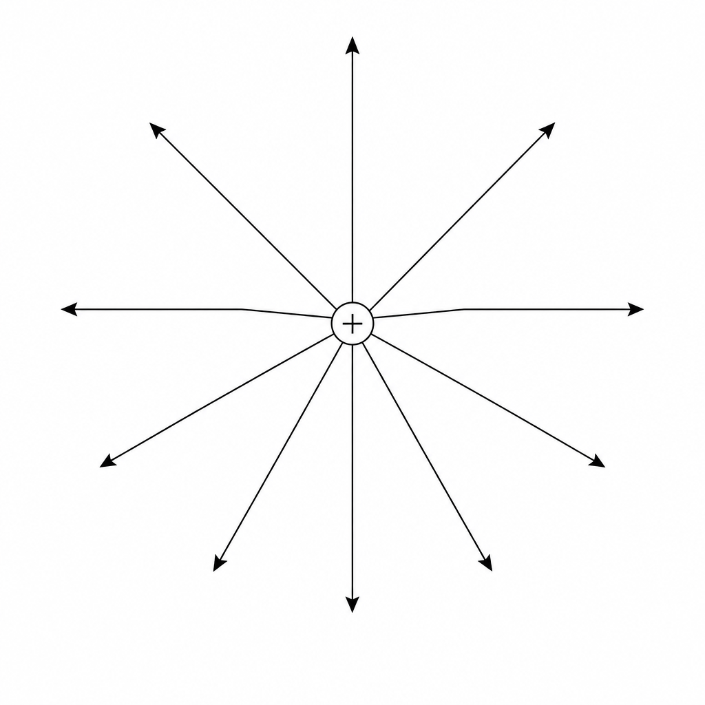 Figure 1: Electric field lines around an isolated point charge.