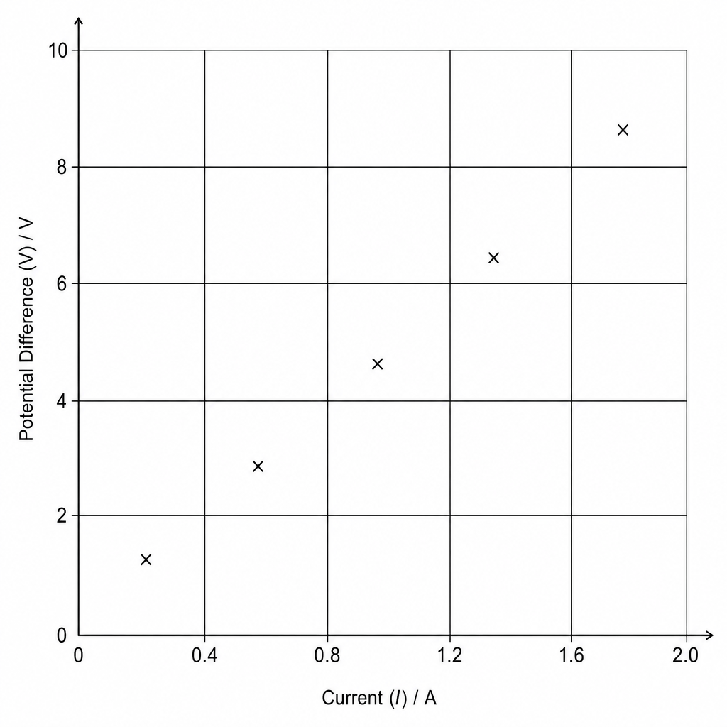 Figure 1: Graph of potential difference against current