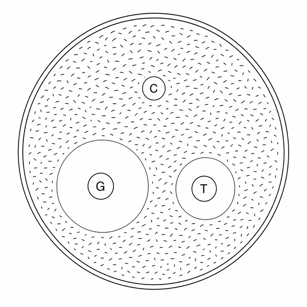 Petri dish showing zones of inhibition around discs G and T, with control disc C