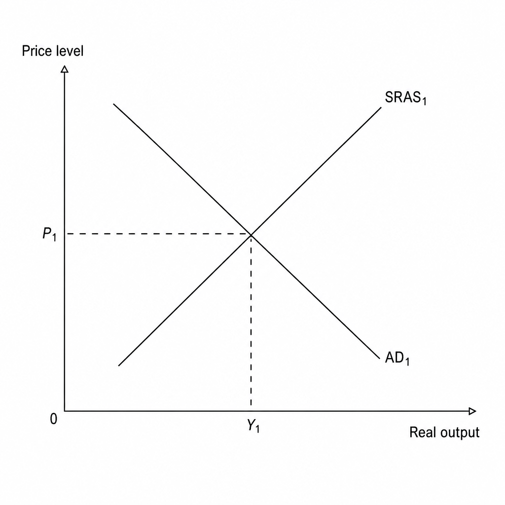 An initial macroeconomic equilibrium diagram