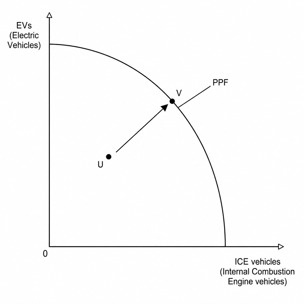 PPF Diagram for EVs and ICE vehicles
