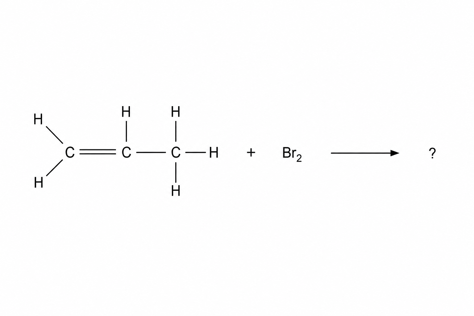 Propene addition reaction with bromine