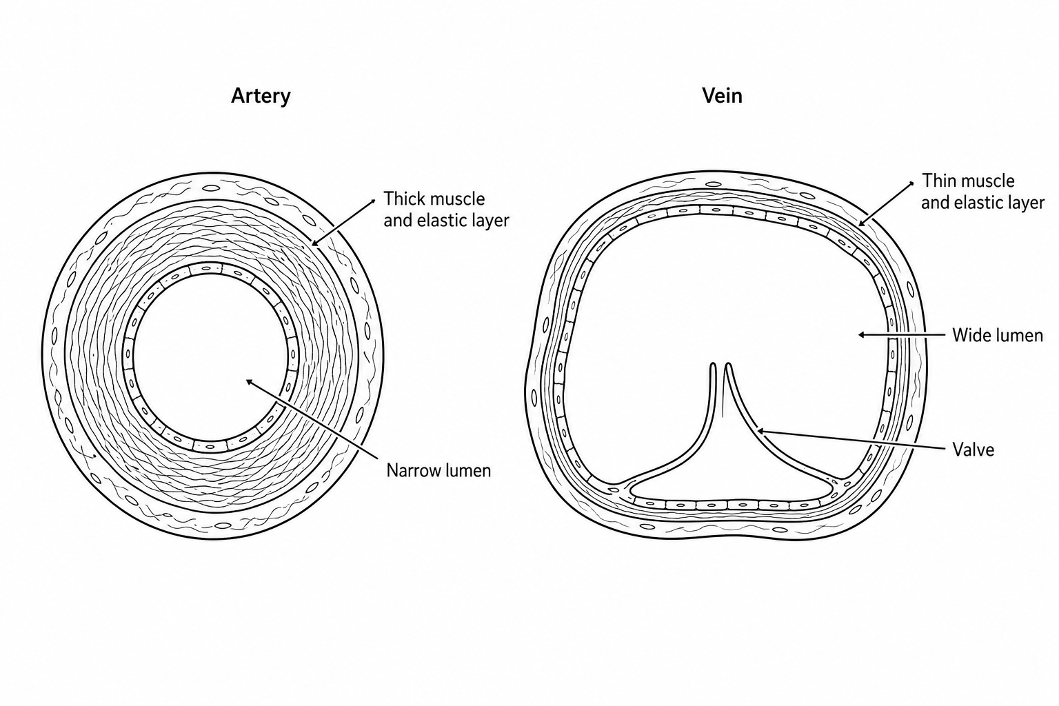Comparison of an Artery and a Vein