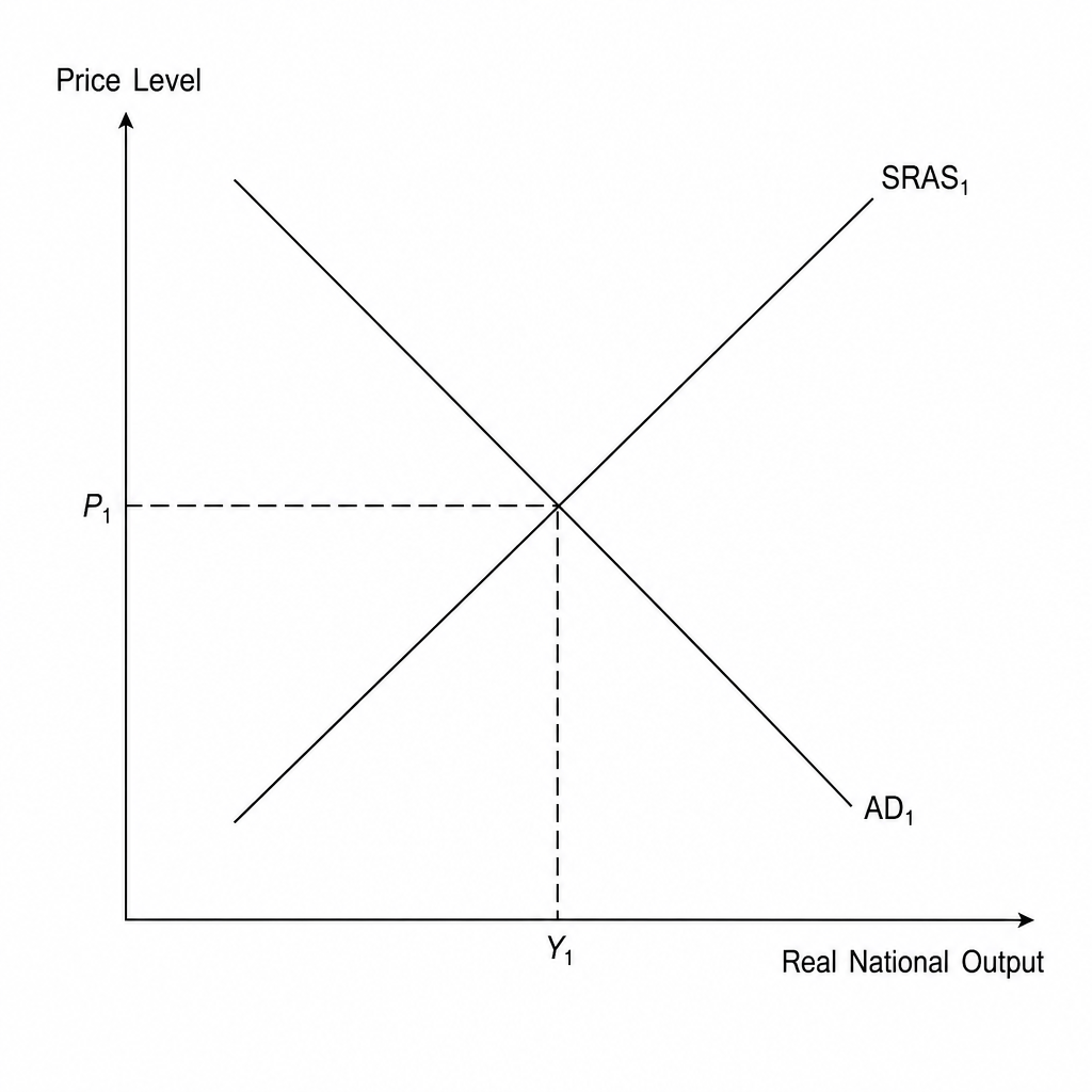 An initial macroeconomic equilibrium diagram.