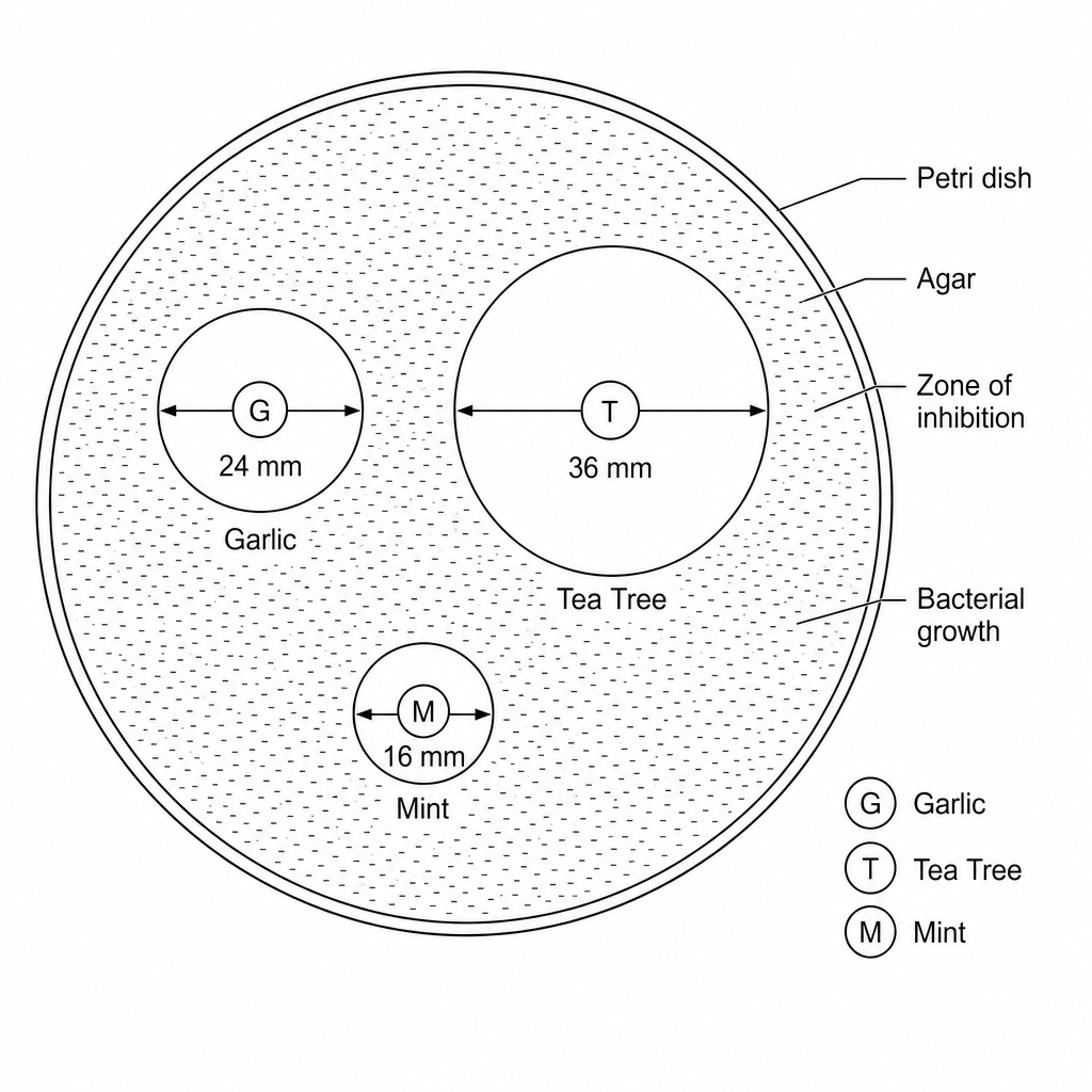 Agar plate showing zones of inhibition