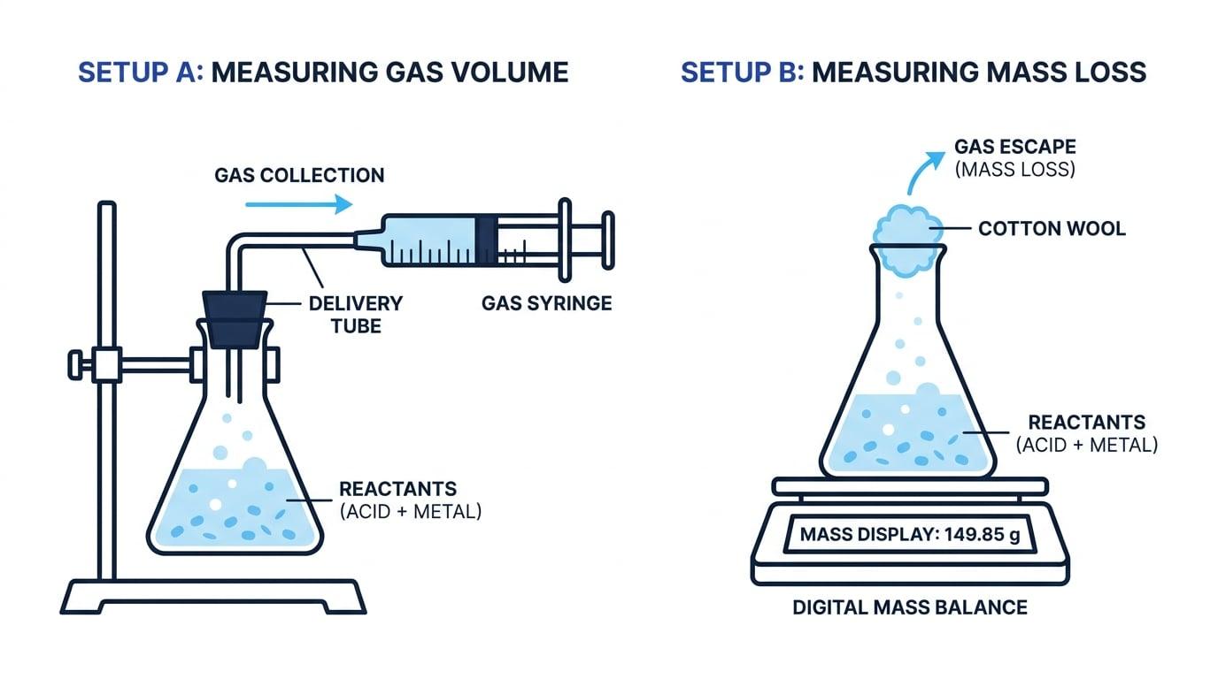 Two setups for measuring reaction rates