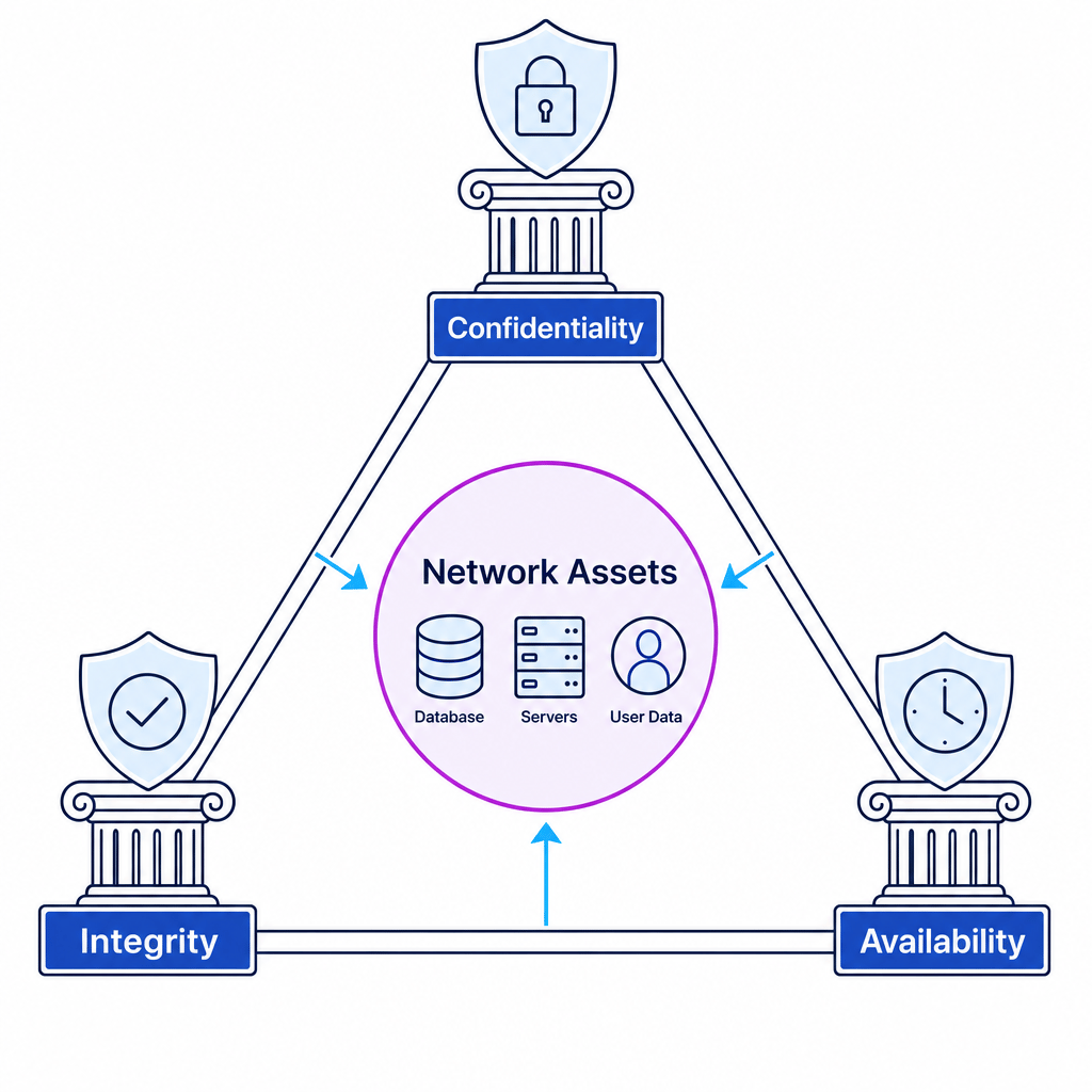 The CIA Triad of Security protecting network assets