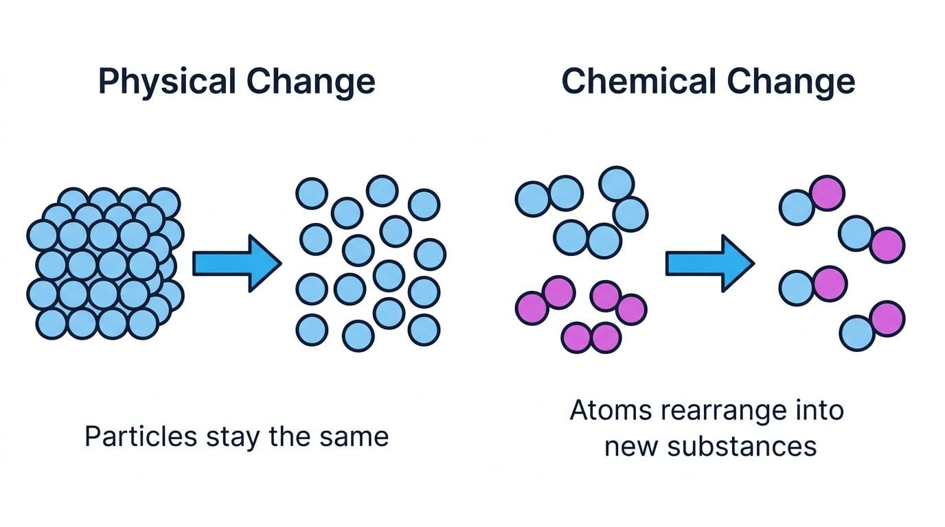 Particle-level comparison of physical and chemical changes