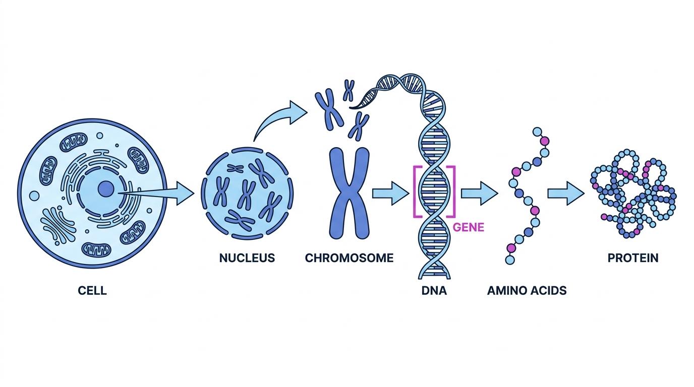 Hierarchy from a cell to a protein