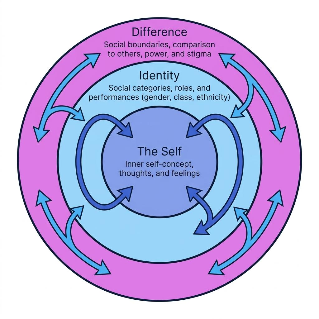 Sociological model of nested circles: The Self, Identity, and Difference