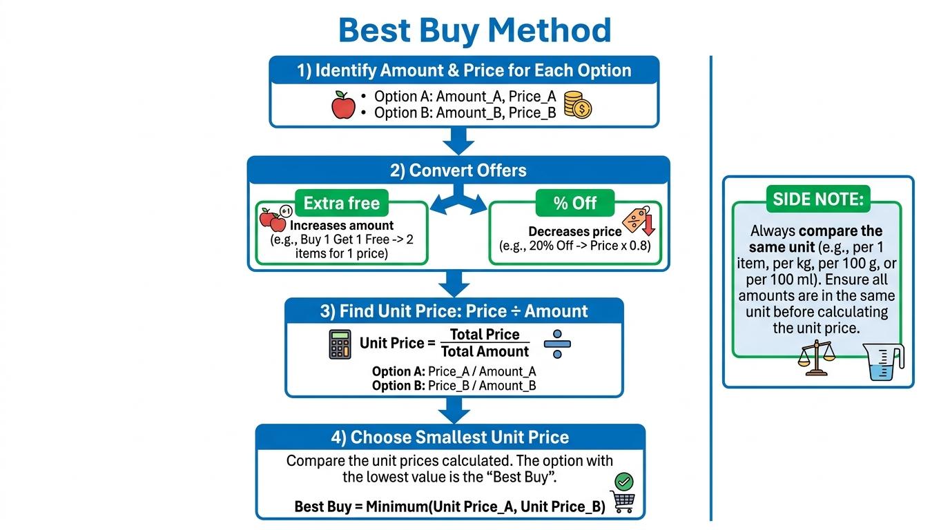Flowchart showing the best buy method