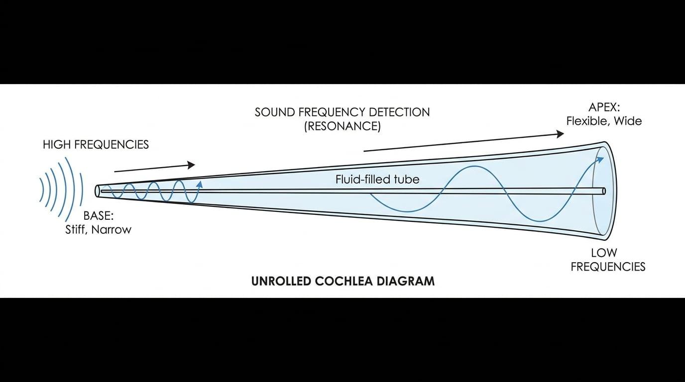 Unrolled cochlea schematic