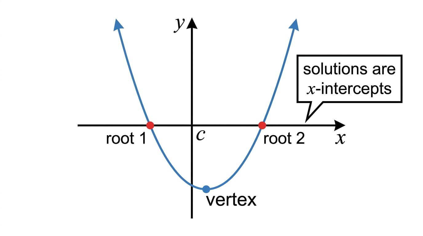 Parabola showing roots as x-intercepts