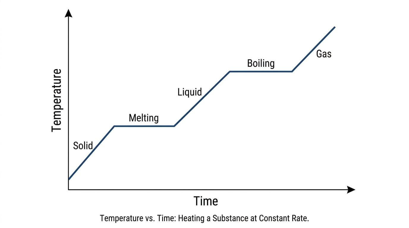 Temperature-time graph showing plateaus during phase changes