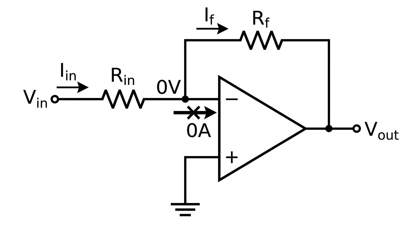 Current flow in an inverting amplifier