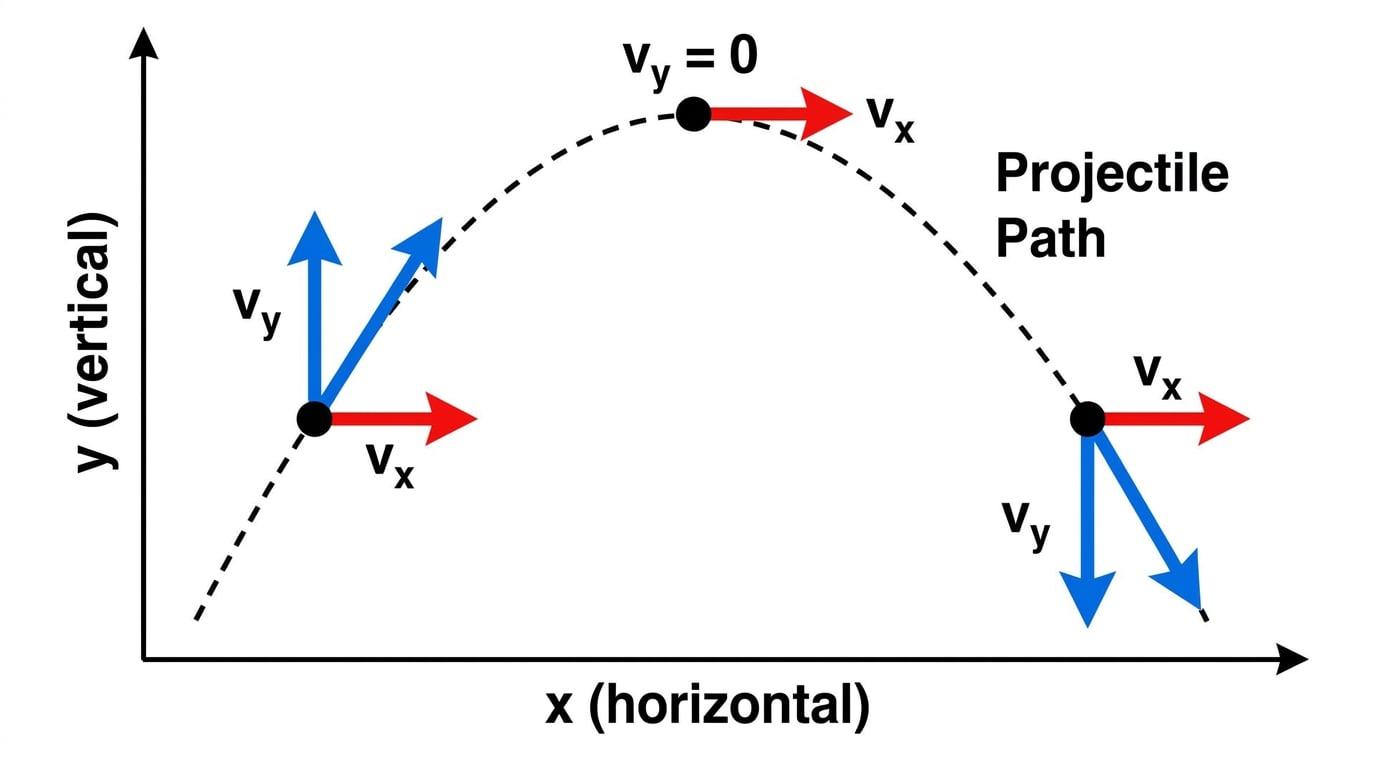 Projectile velocity vectors