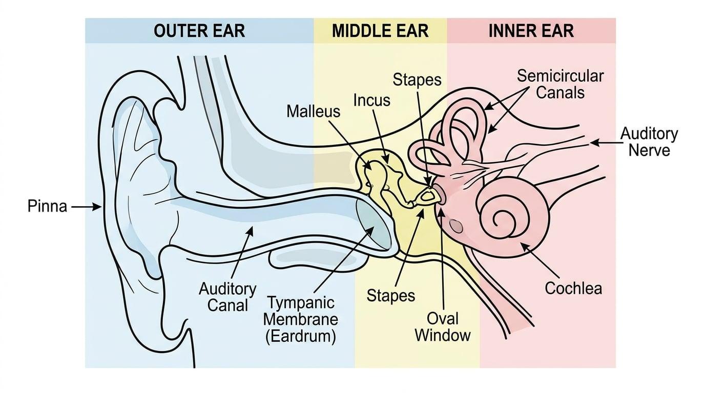 Cross-section of the human ear