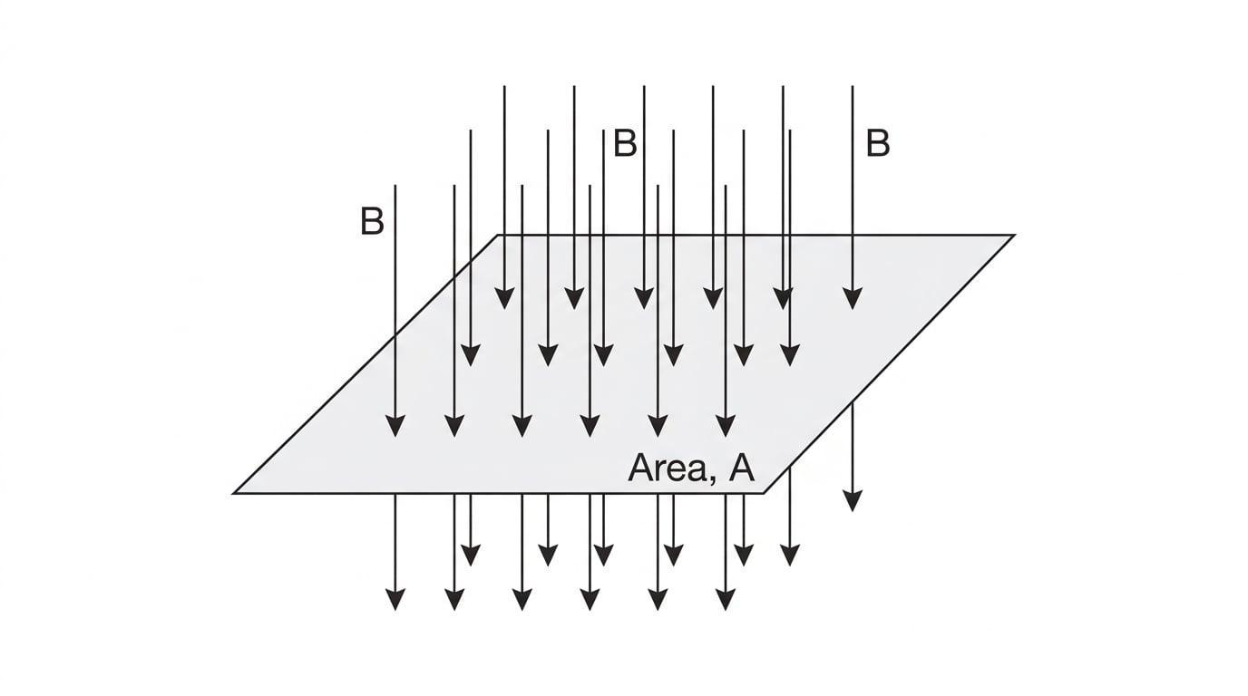 Diagram showing magnetic flux passing normally through an area