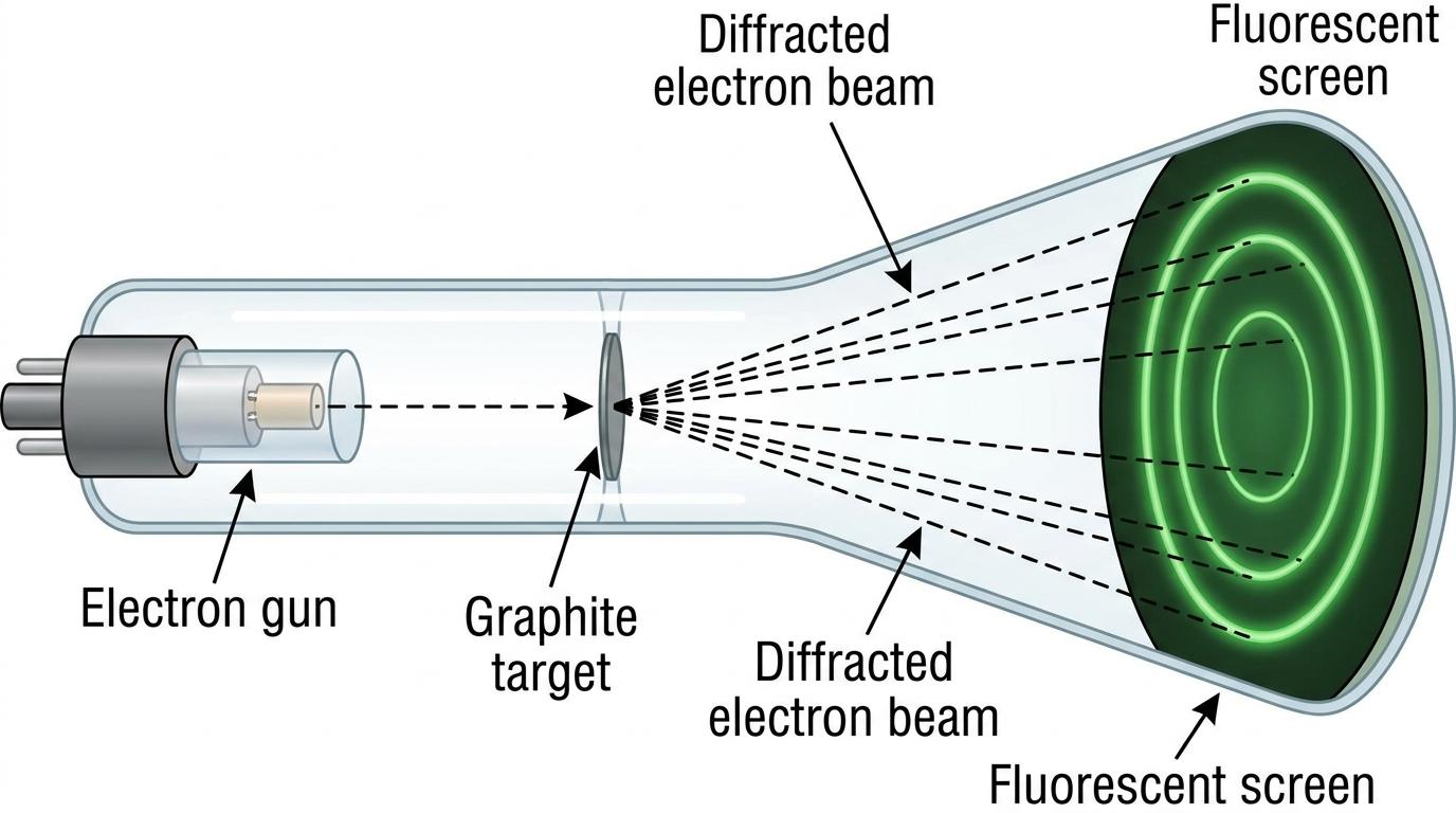 Diagram of an electron diffraction tube experiment