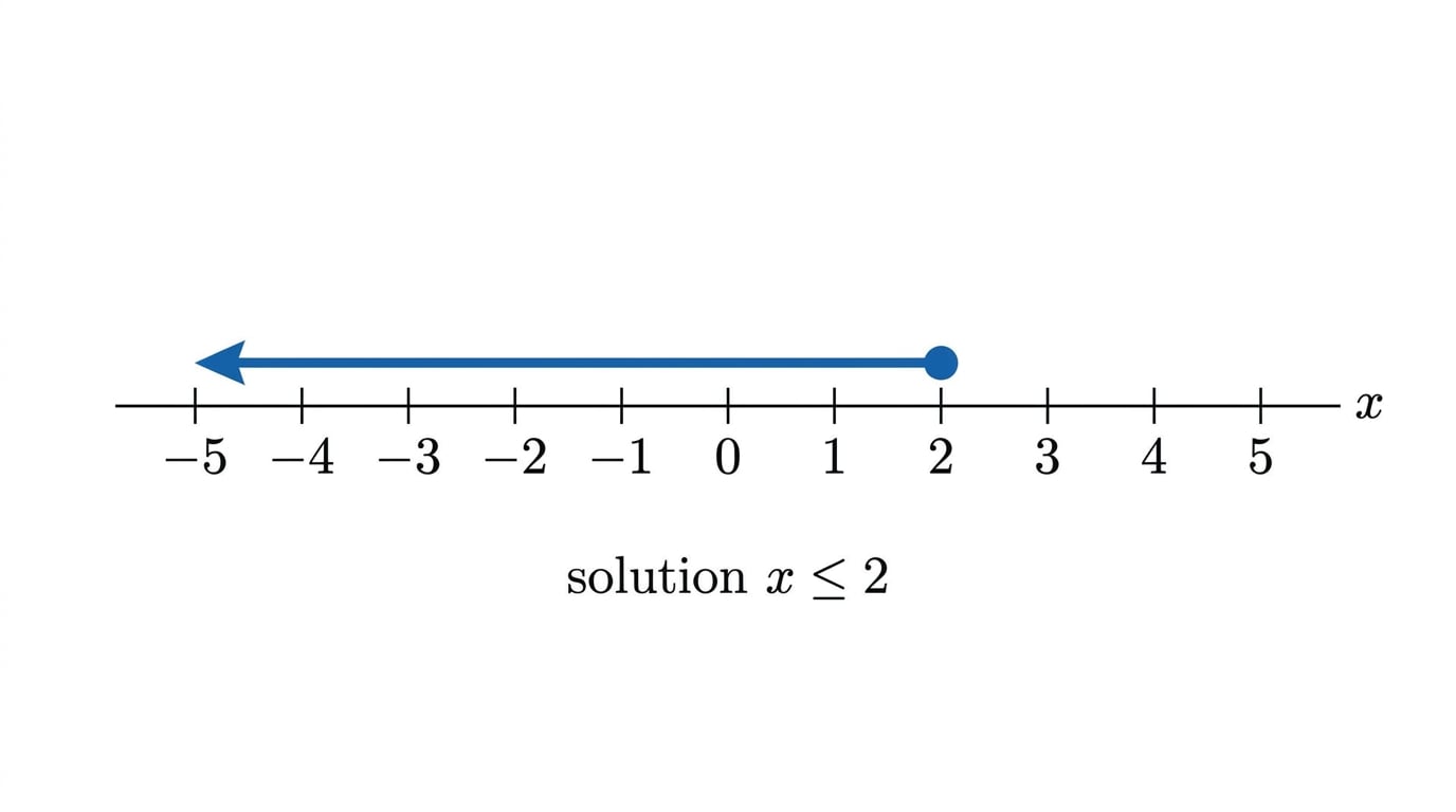 Number line for the solution x less than or equal to 2