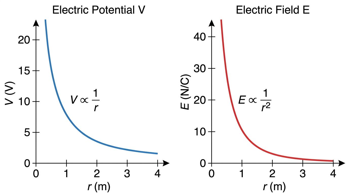 Graphs of V and E against r