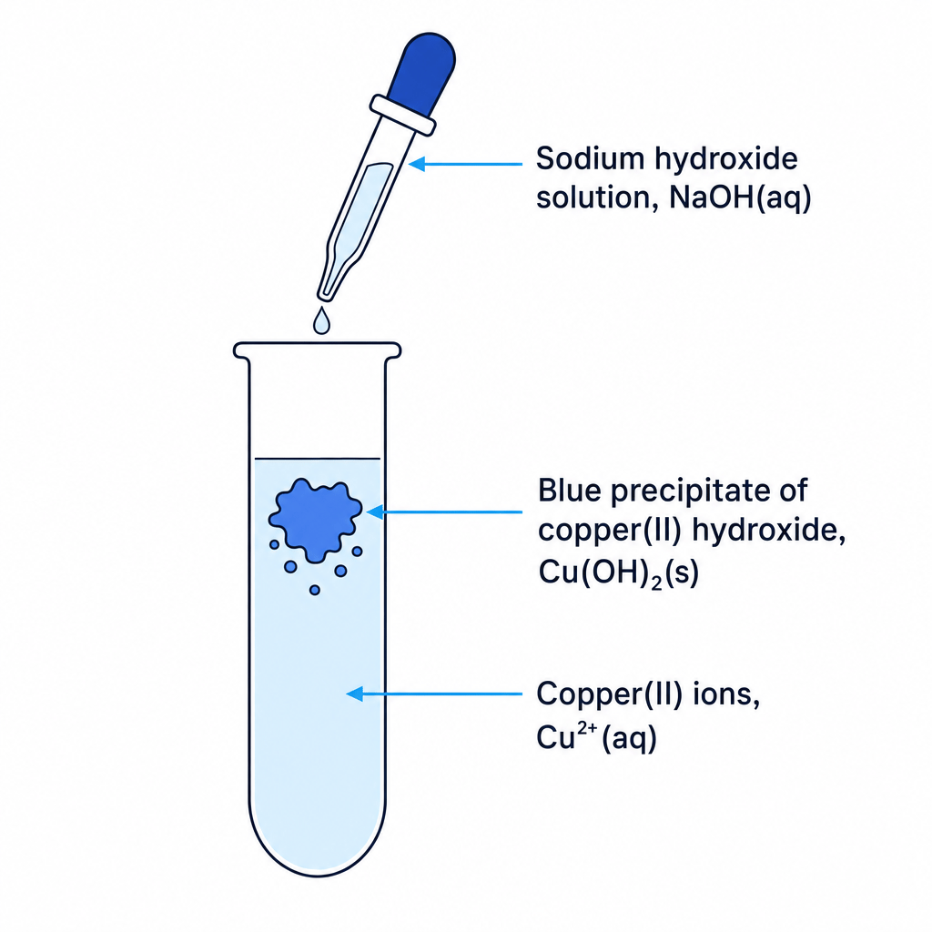 Precipitation of copper(II) hydroxide