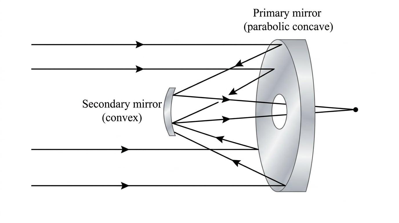 Ray diagram of a Cassegrain telescope