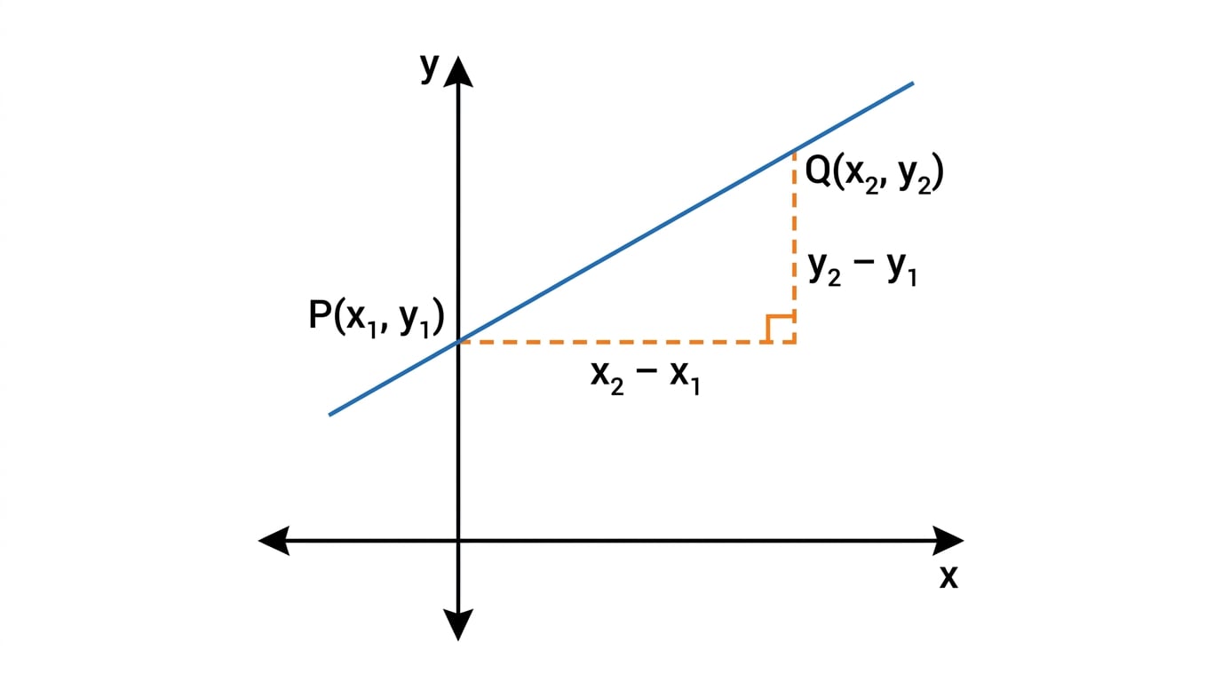 A straight line through two points with a gradient triangle showing vertical and horizontal change