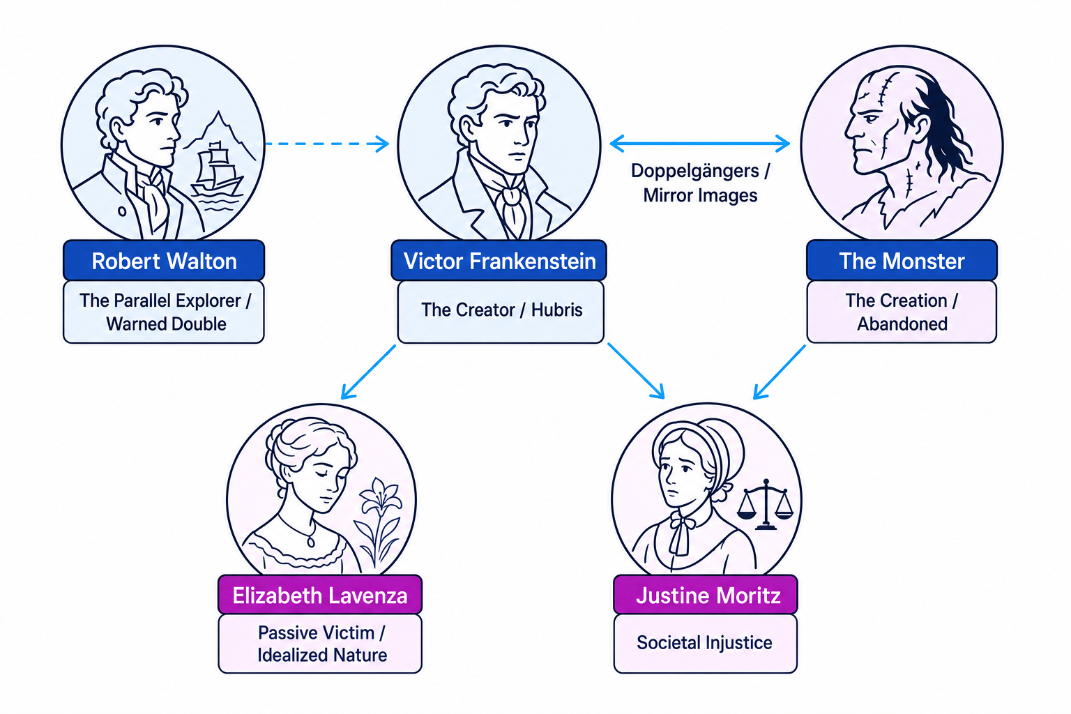 Frankenstein Character Relationship Map