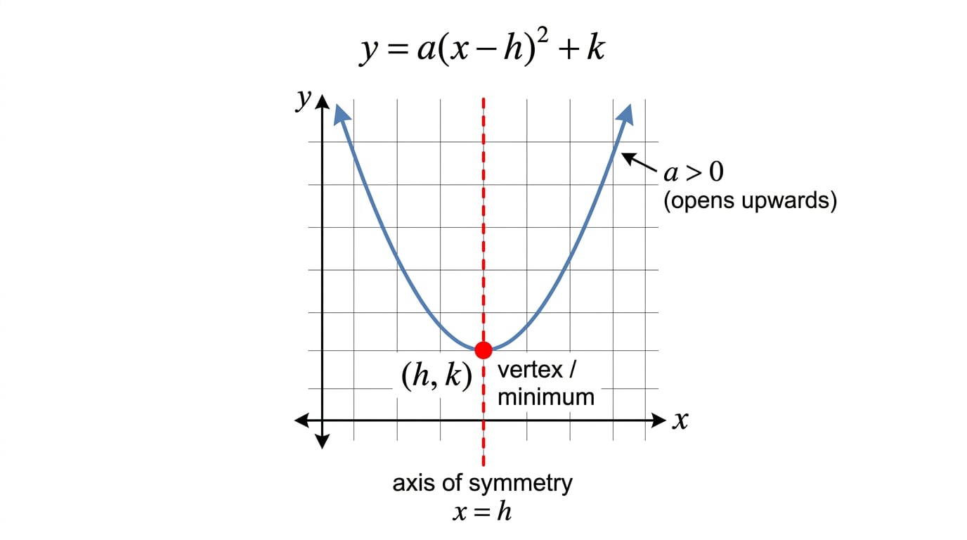 Completed-square form showing the vertex and axis of symmetry
