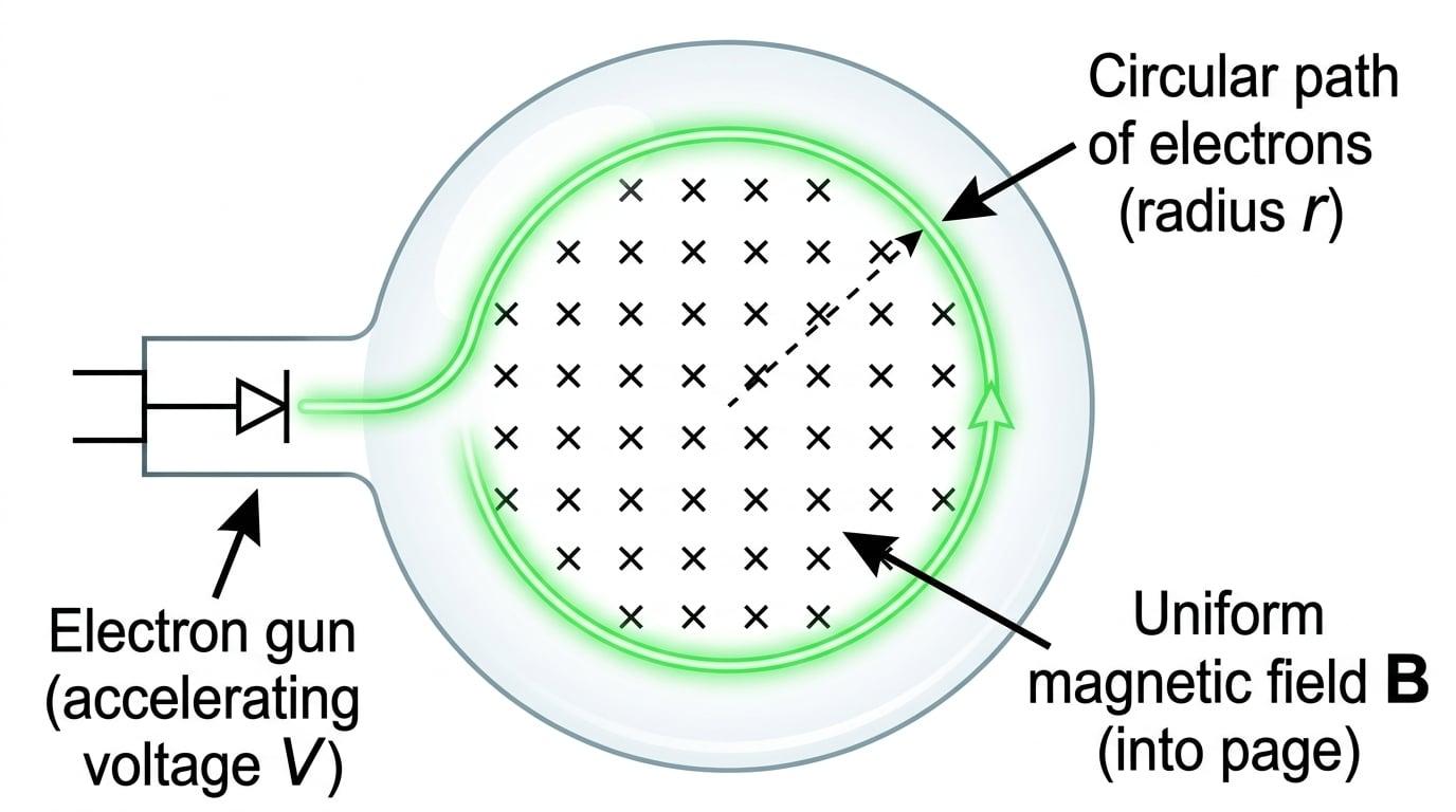 Diagram showing the principle of a fine beam tube experiment