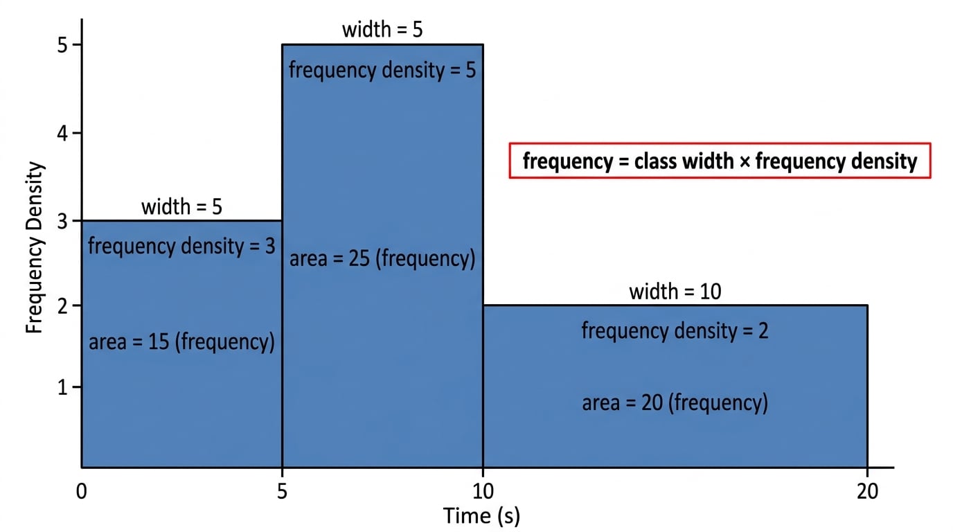 Annotated histogram showing frequency as area