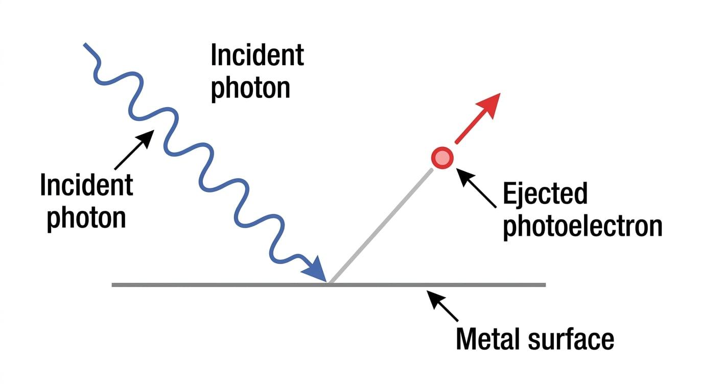 Diagram showing a single photon ejecting a single electron