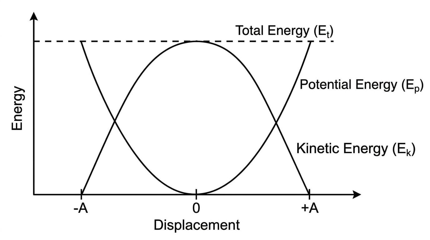 Energy vs displacement graph for SHM