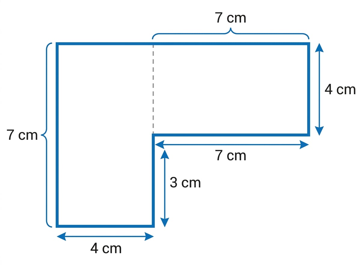 Compound rectangle shape with outside boundary highlighted