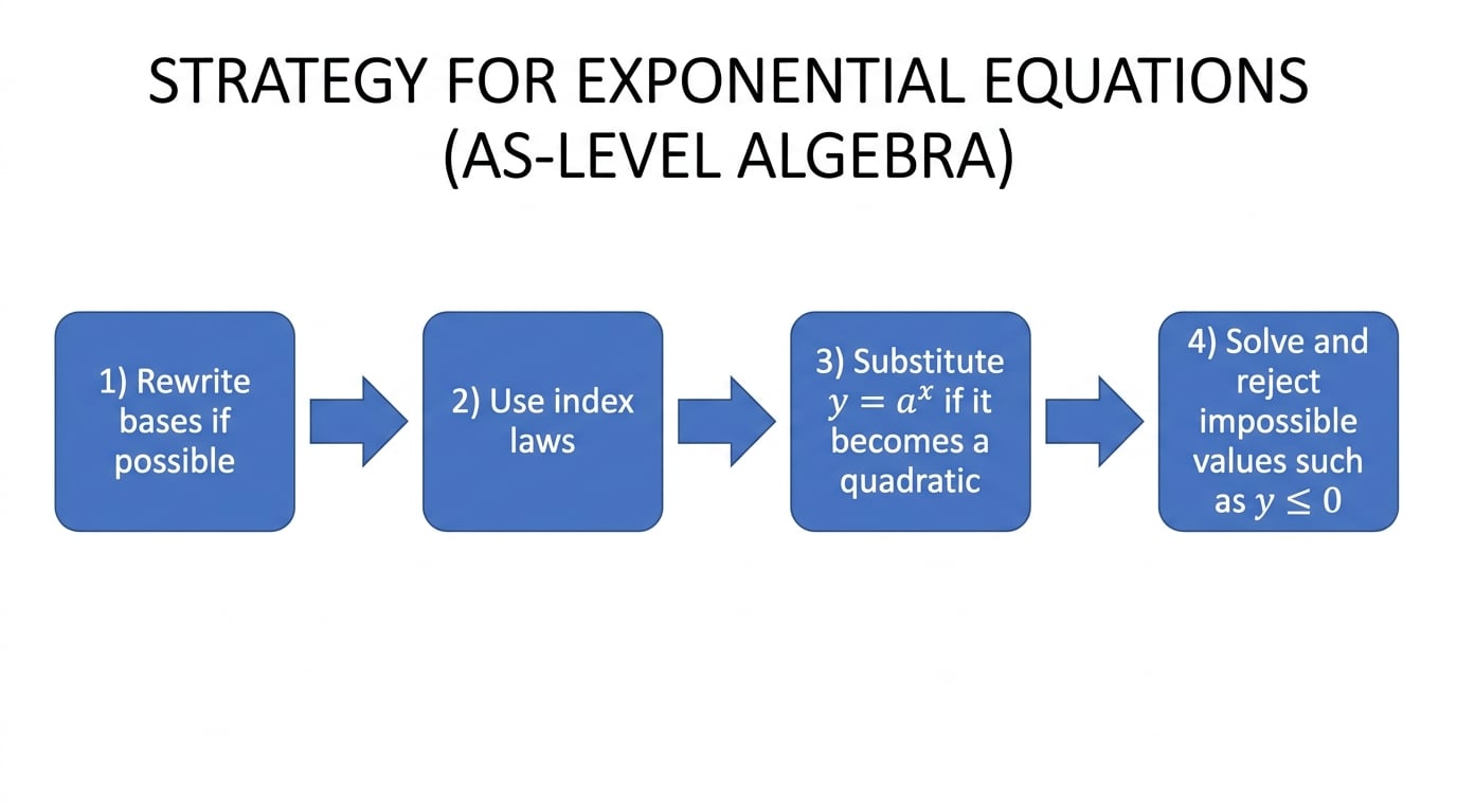 Flowchart for solving exponential equations