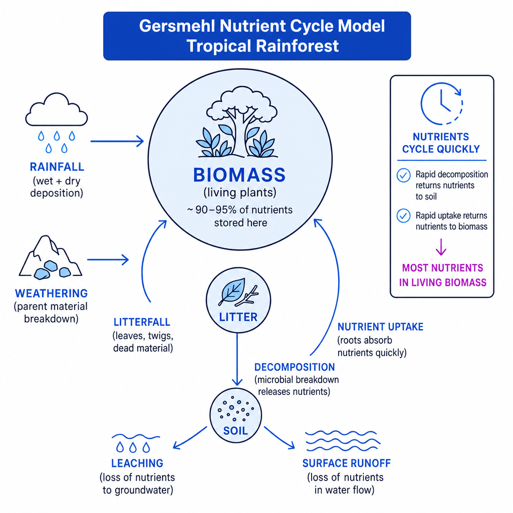 Gersmehl nutrient cycle model for a tropical rainforest