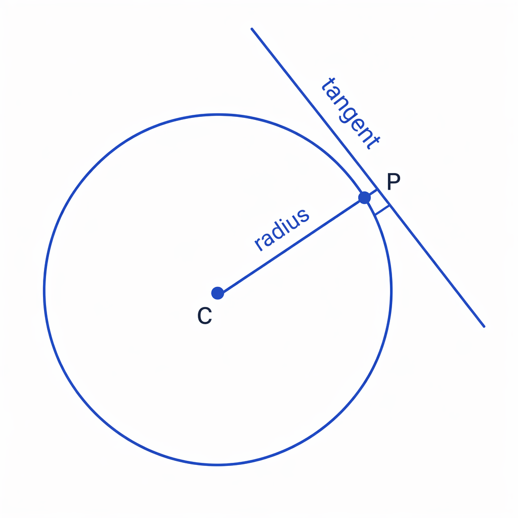 The radius to the point of contact is perpendicular to the tangent.