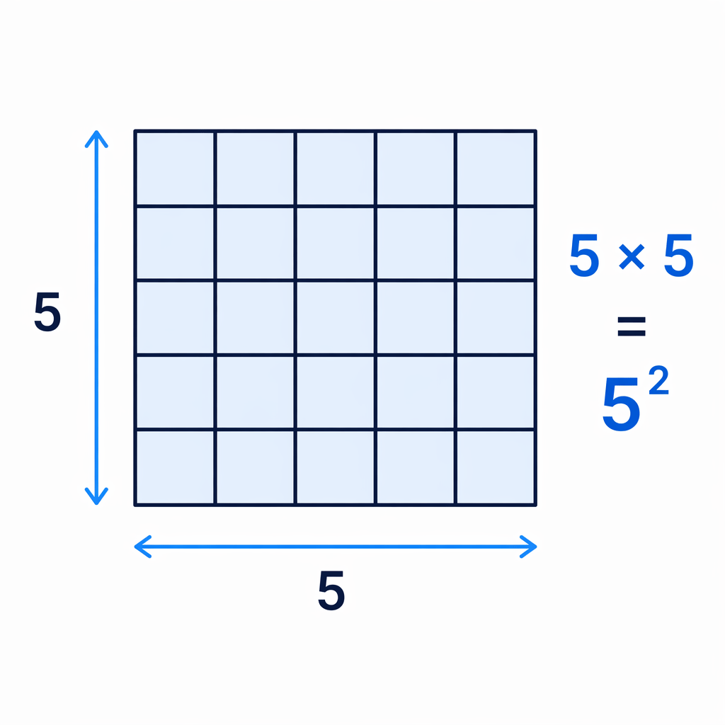 Squaring can be pictured as making a square array with equal side lengths.