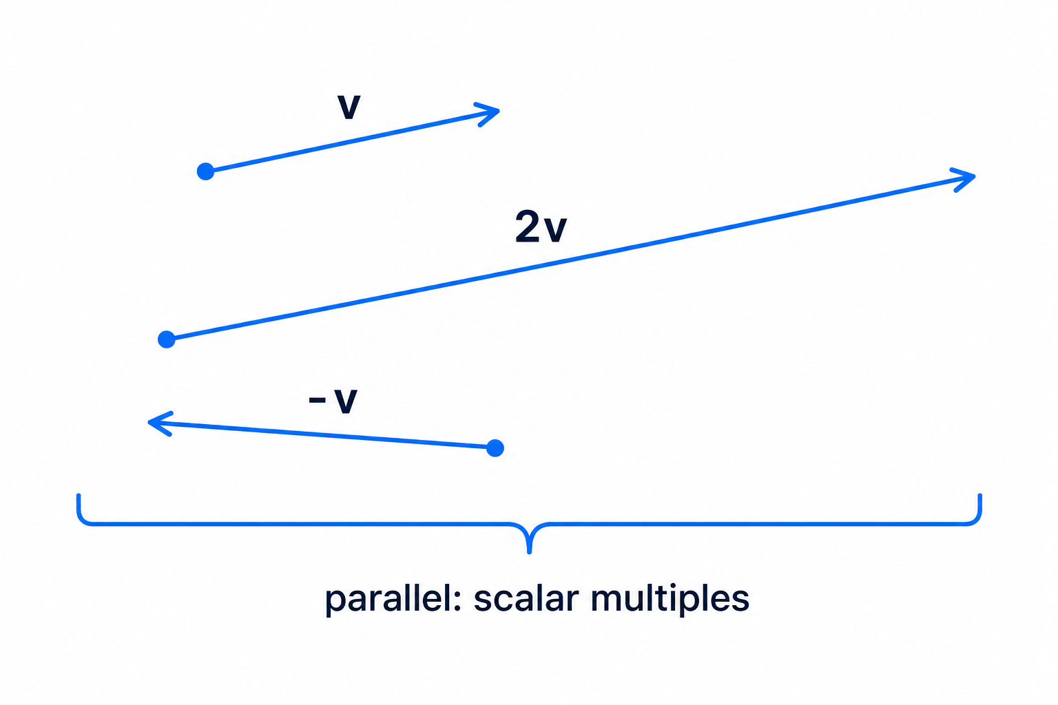 Parallel vectors have the same or opposite direction because one is a scalar multiple of the other.