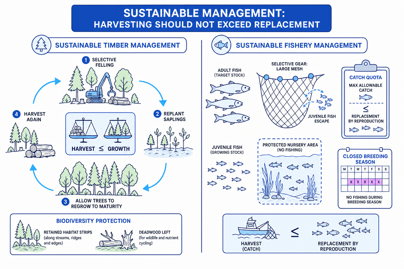 Sustainable timber and fishery management