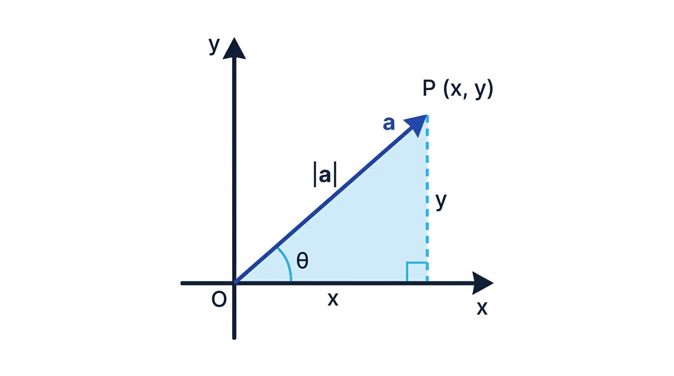 A vector with horizontal and vertical components forming a right-angled triangle