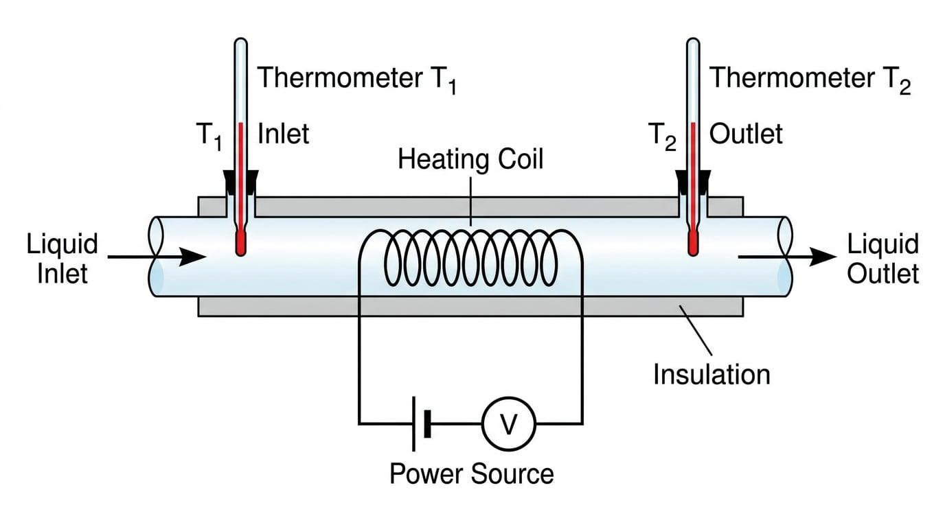Continuous flow calorimeter schematic