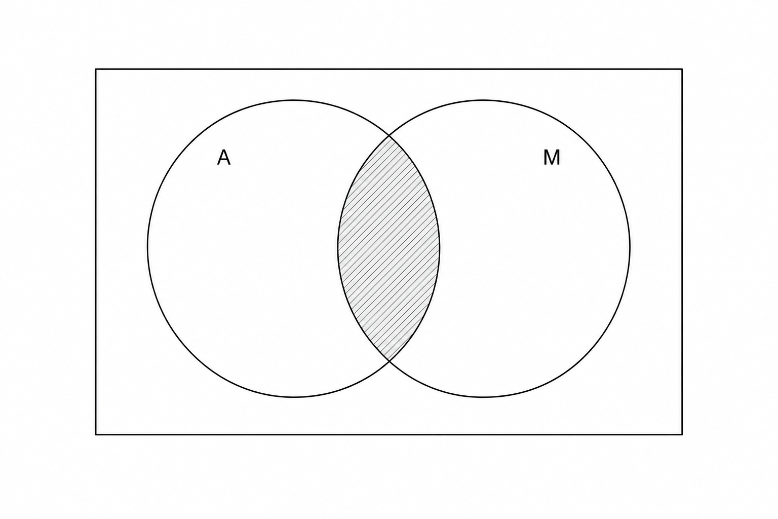 A blank Venn diagram with two overlapping circles labeled A and M.