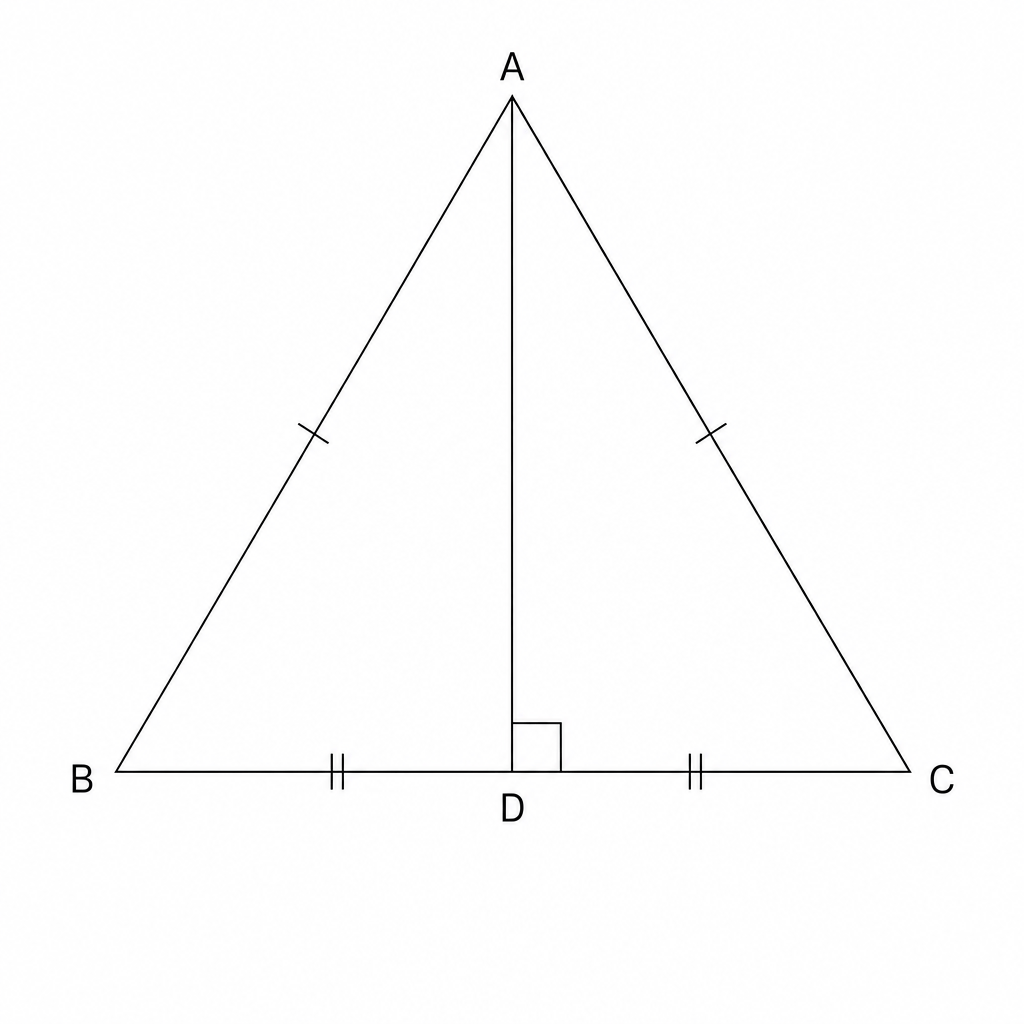 Diagram of an equilateral triangle ABC with altitude AD.