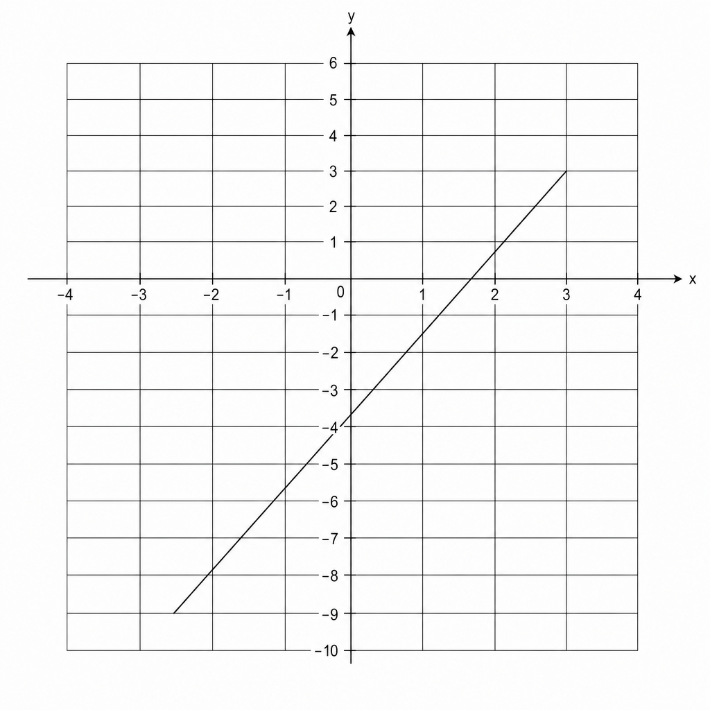 A coordinate grid for drawing the graph of y = 2x - 3.
