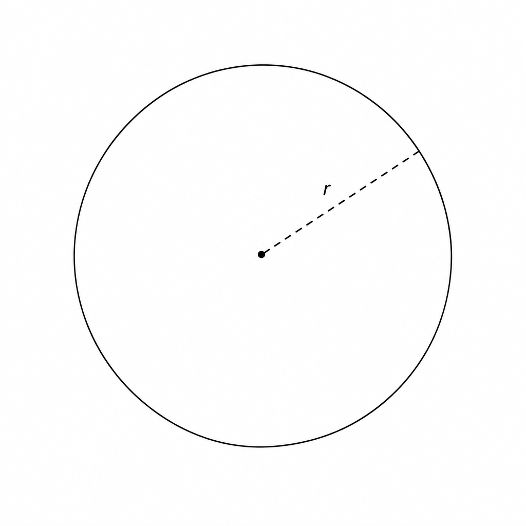 Diagram of a sphere with radius r.