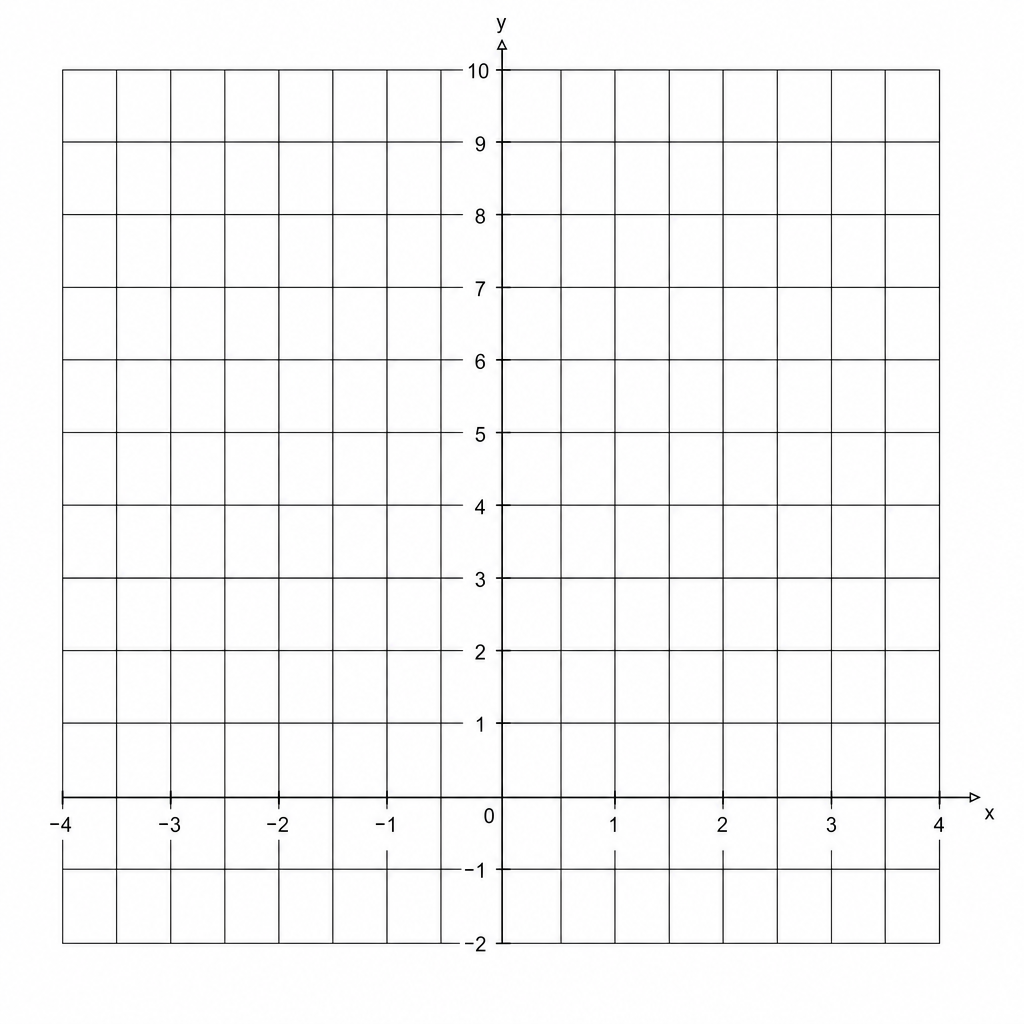A coordinate grid for drawing the graph of y = 2x + 5.